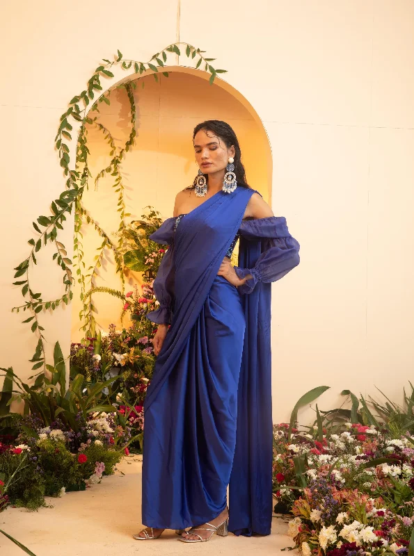 Abira Sapphire Satin Pre-Stitched Saree