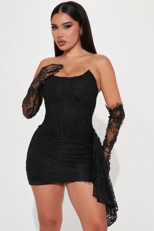 Always Sweet Corset Mini Dress Set - Black