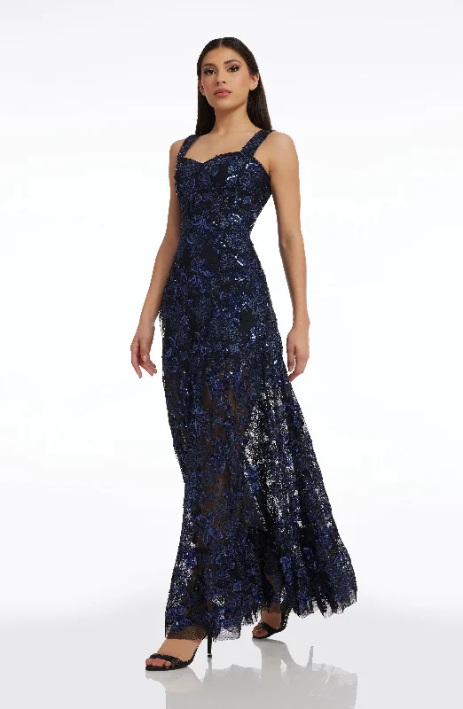 Anabel Sequin Embroidered Gown