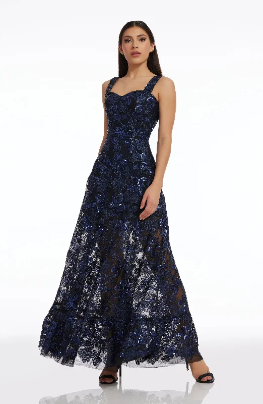 Anabel Sequin Embroidered Gown