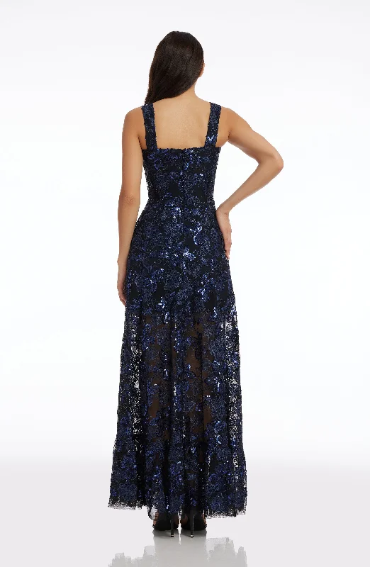 Anabel Sequin Embroidered Gown