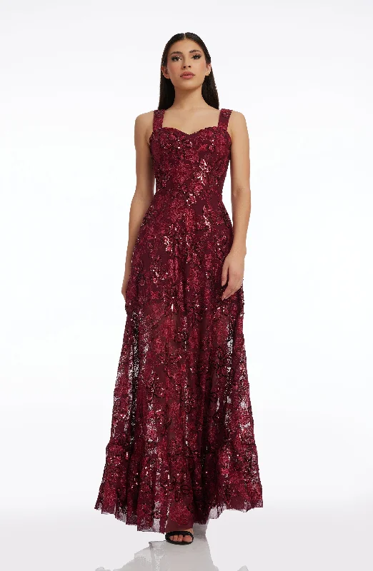 Anabel Sequin Embroidered Gown