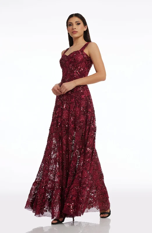 Anabel Sequin Embroidered Gown