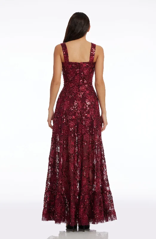 Anabel Sequin Embroidered Gown