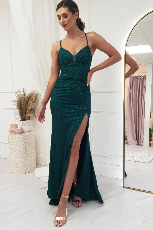 Arianne Glitter Bodycon Gown | Emerald Green