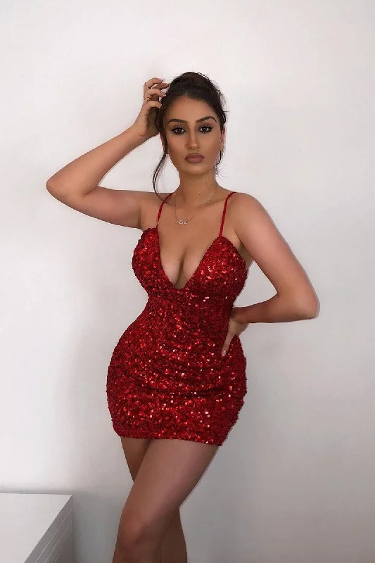 Call Me Princess Sequin Mini Dress - Red