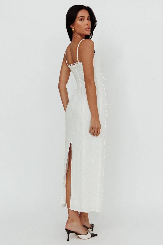 Chamberlain Scallop Trim Midi Dress White