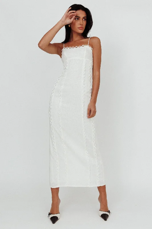 Chamberlain Scallop Trim Midi Dress White