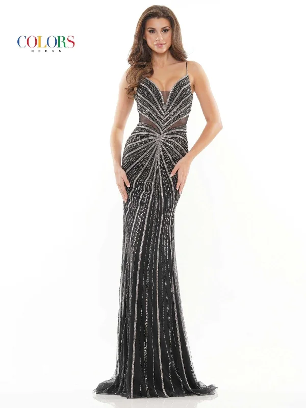 Colors 2767 Colors Long Formal Spaghetti Strap Prom Dress