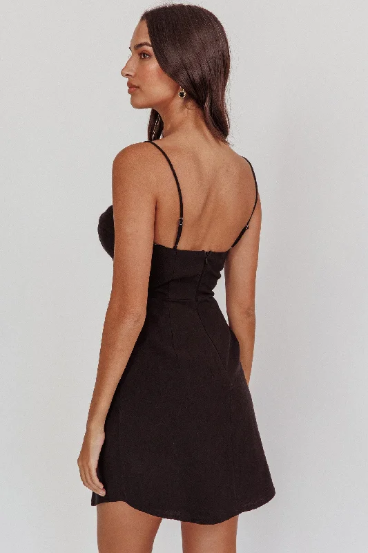 Devoted Structured Detail Bust Cami Strap Dress Black