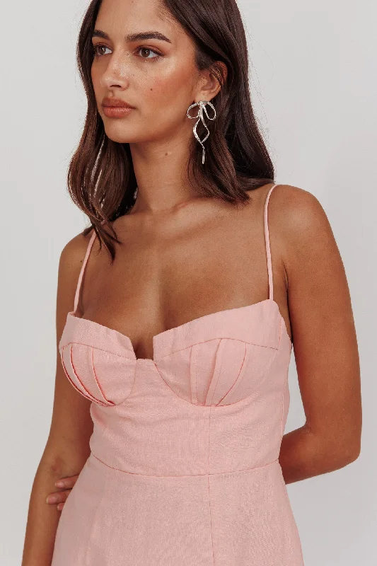 Devoted Structured Detail Bust Cami Strap Dress Pink