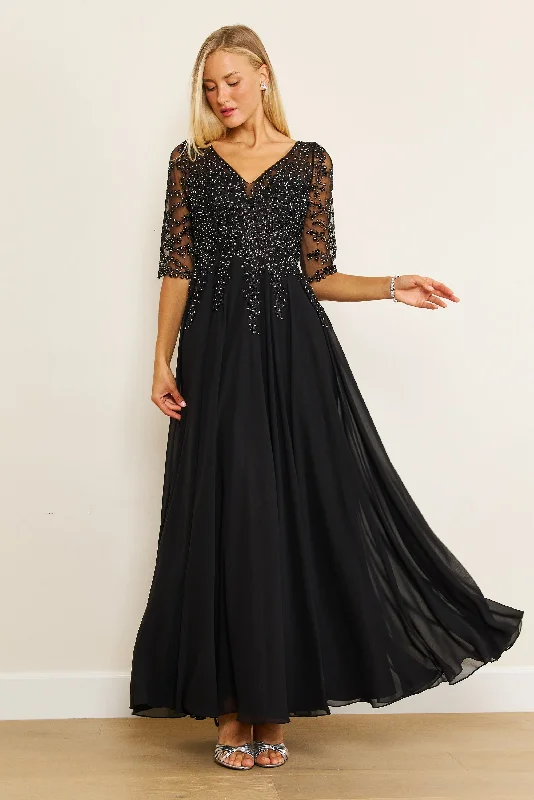 Dylan & Davids Long Sleeve Chiffon Formal Evening Dress