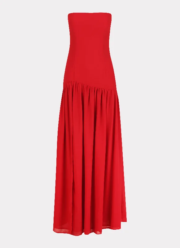 Eden Strapless Maxi Dress - Red