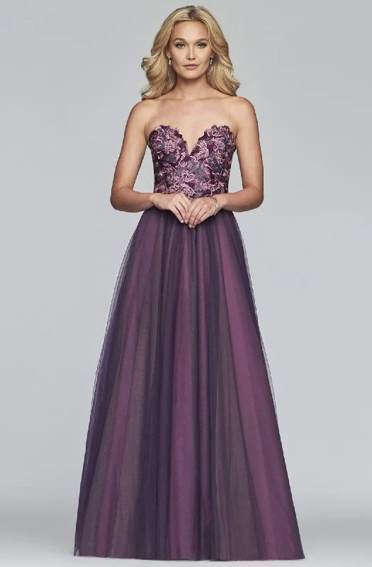 Faviana - Floral Applique Sweetheart A-line Evening Dress s10023