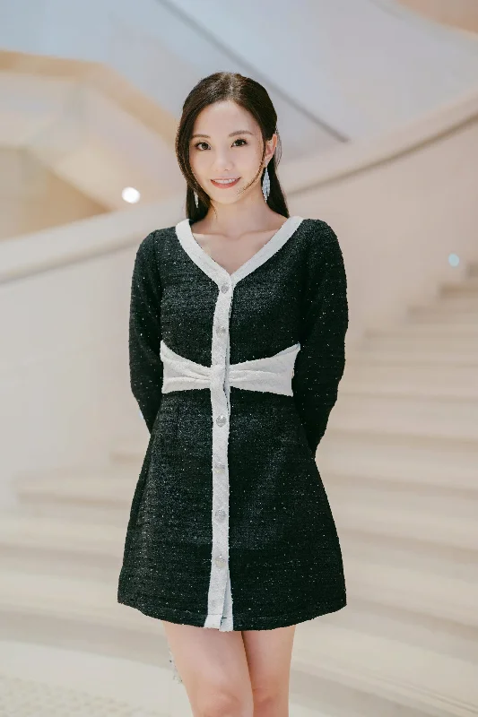 Hazel Black Tweed Dress