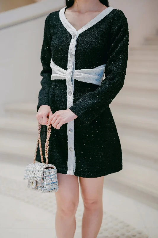 Hazel Black Tweed Dress