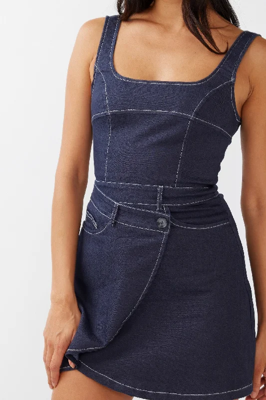 Killara Pocket Wrap Mini Dress Indigo