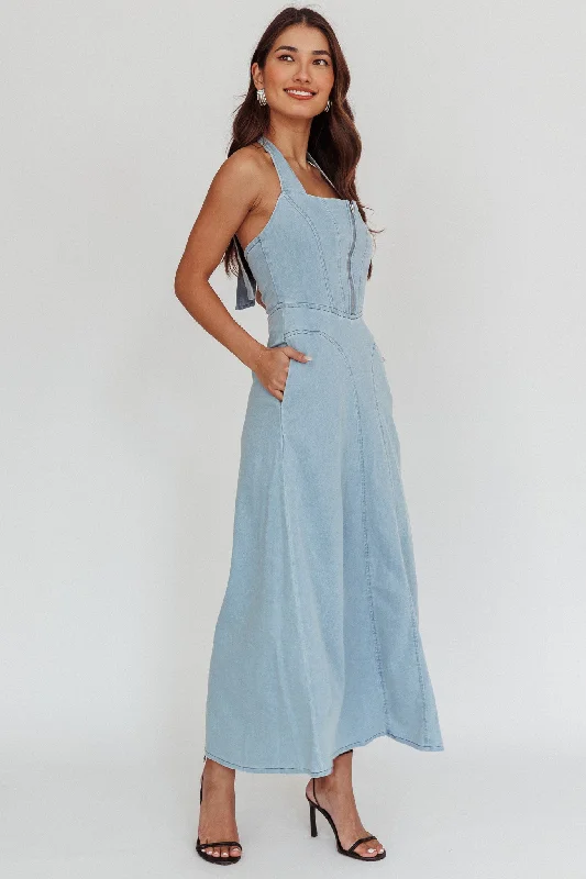 Lumi A-Line Maxi Dress Light Denim Blue