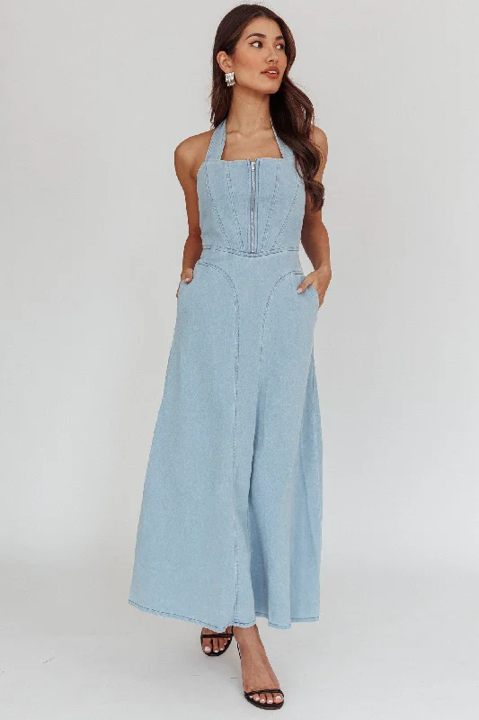 Lumi A-Line Maxi Dress Light Denim Blue