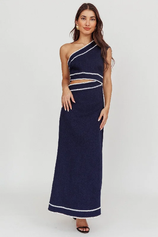 Mahli One-Shoulder Cut-Out Maxi Dress Dark Denim