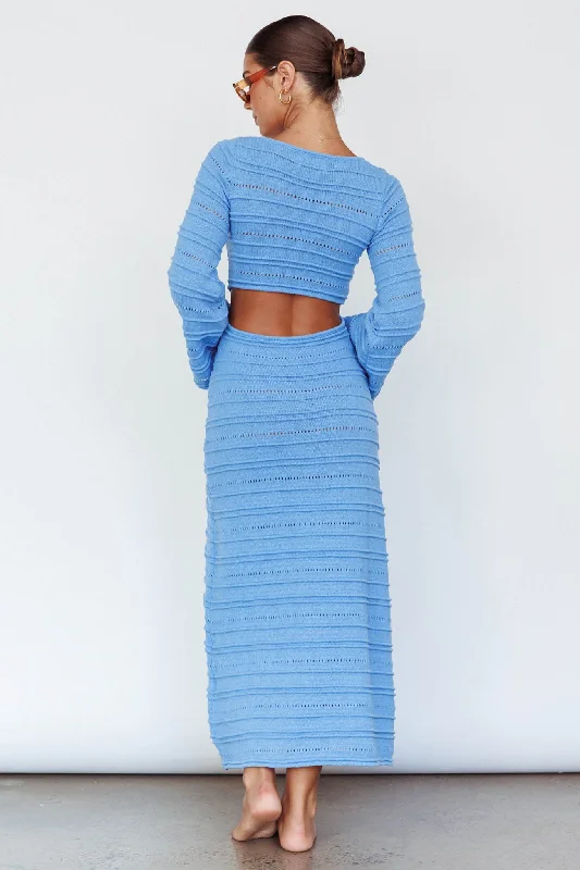 Meredith Long Sleeve Cut-Out Maxi Dress Blue