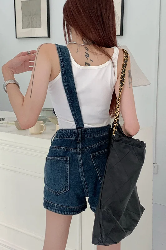 Flytonn-Graduation gift, dressing for the Coachella Valley Music Festival,One Shoulder Asymmetrical Mini Denim Jumpsuit