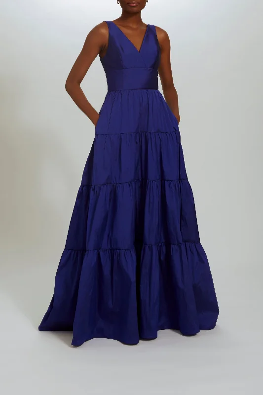 Taffeta V-neck Gown