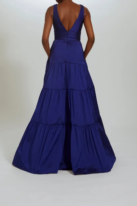 Taffeta V-neck Gown