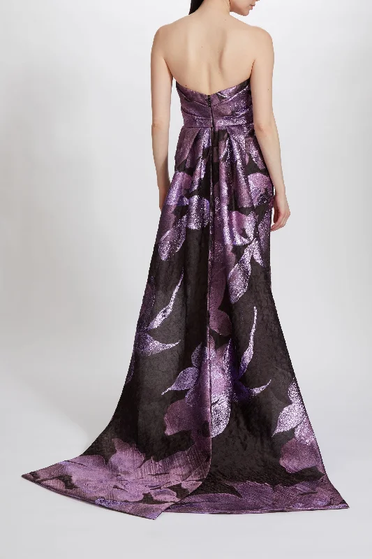 Metallic Cloqué Column Gown