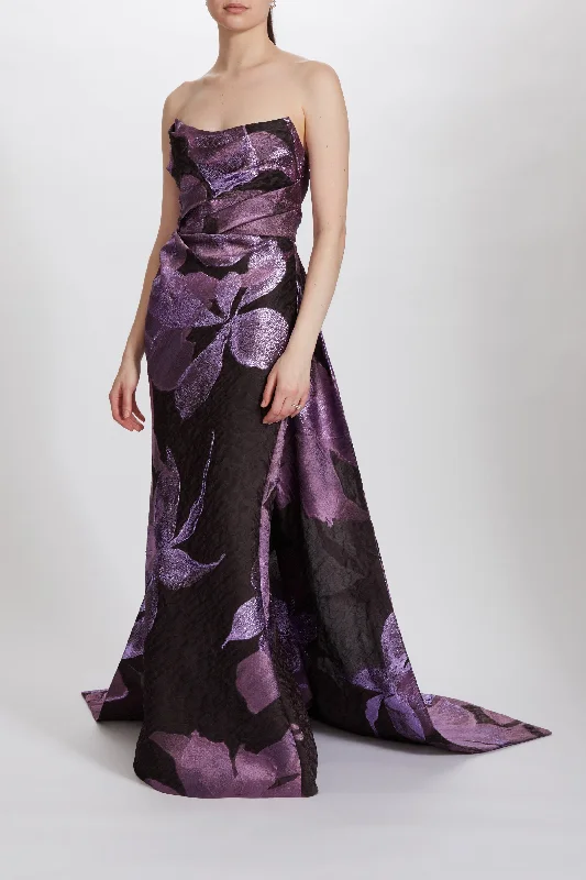 Metallic Cloqué Column Gown