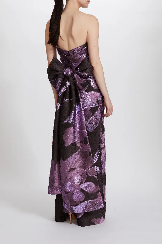 Metallic Cloqué Column Gown