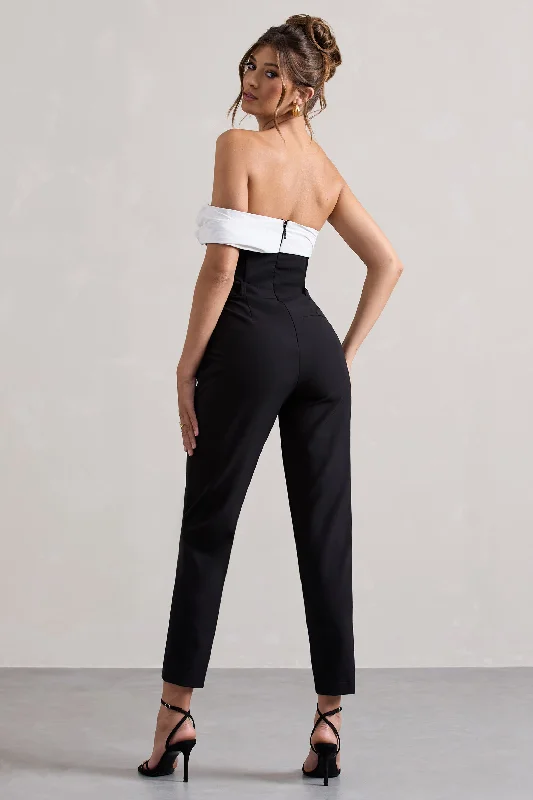 Paxton | Black Twisted Bardot Tailored Jumpsuit