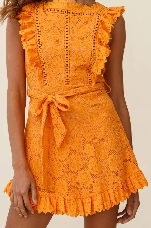 Prairie Crochet Frill Dress Sunset