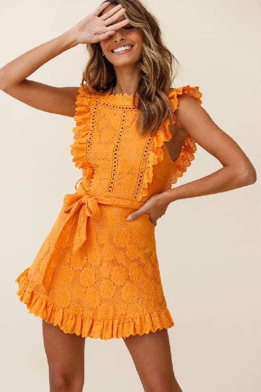 Prairie Crochet Frill Dress Sunset