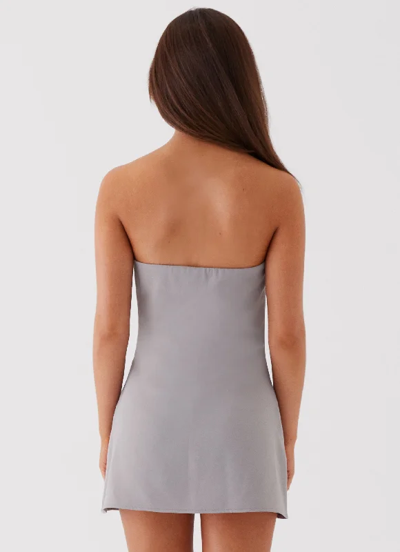 Rachel Strapless Mini Dress - Grey