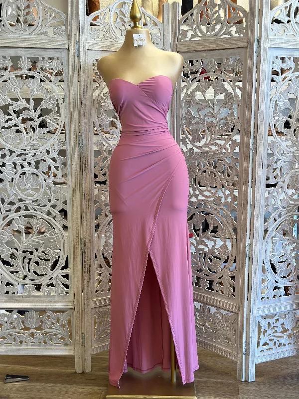 Rosewood Draped Strapless Formal Dress- Stretchy