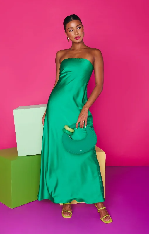 Taylor Tube Dress ~ Clover Green Luxe Satin