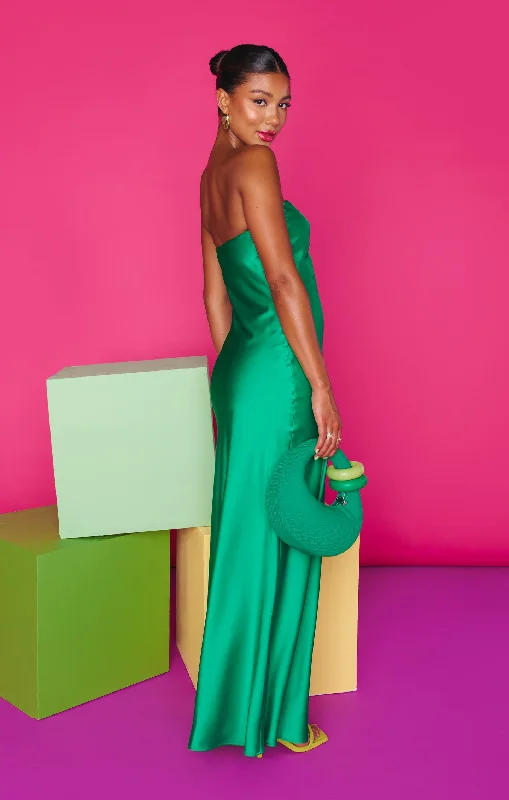 Taylor Tube Dress ~ Clover Green Luxe Satin