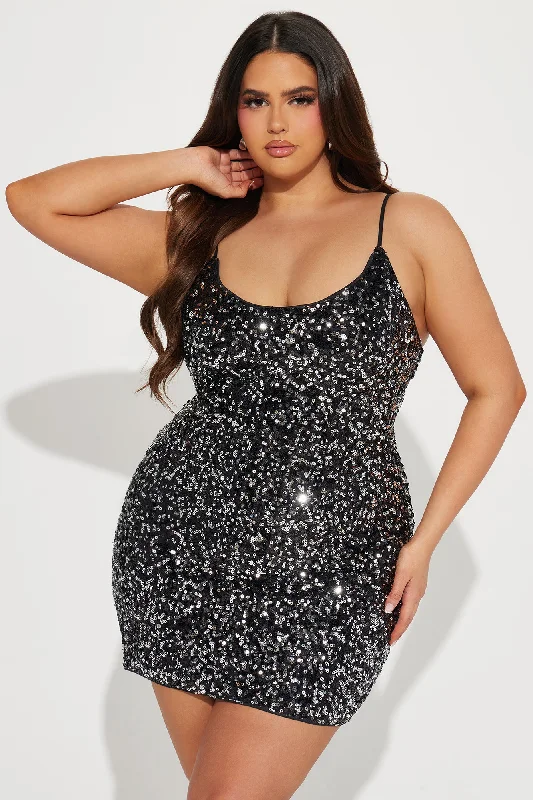 Twilight Sequin Mini Dress - Black/Silver