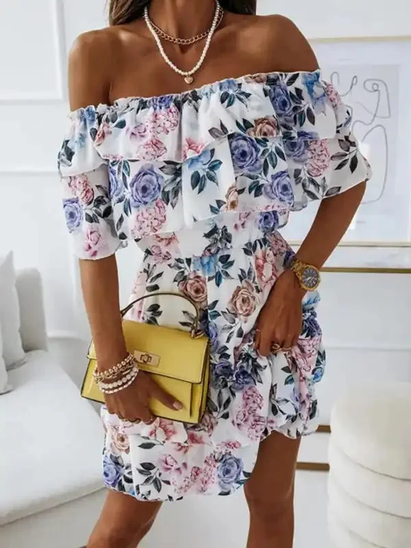 Floral Women Dress Off Shoulder Dress