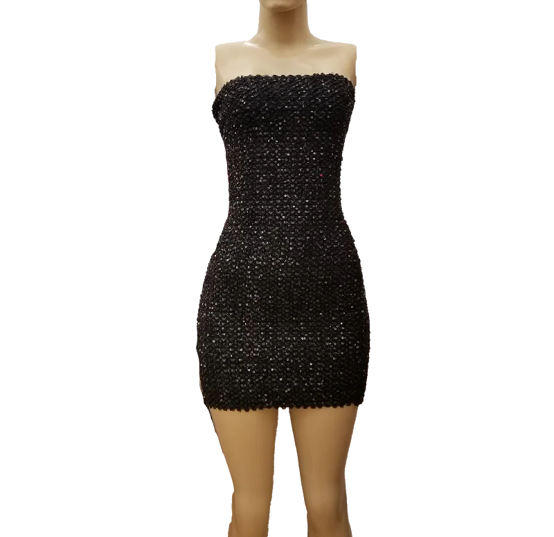 Women's Sequin Tube Mini Dress With Zipper Back